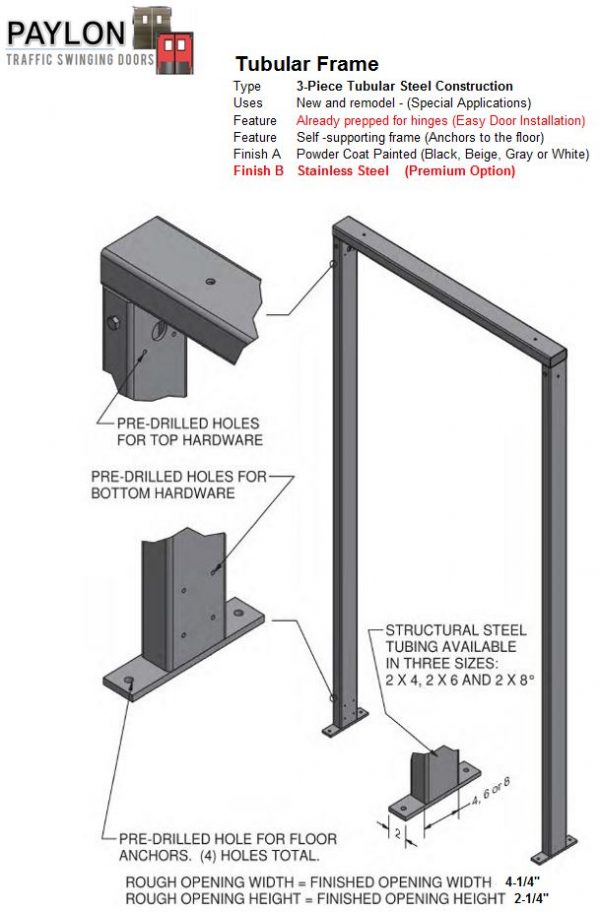Door Frame Tubular Style Custom Made Models Build Your Own Today