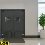 Airport Lounges and Staff Access Doors Durable Swinging Doors for High-Traffic Use with double-action design, vision panels, and reinforced bumpers