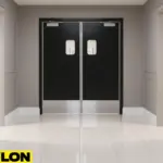 Black Banquet Hall Swinging Door – Black Banquet Hall Swinging Door with vision panels in a hotel hallway Black Banquet Hall Swinging Door – Black Banquet Hall Swinging Door with vision panels in a hotel hallway