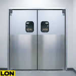 Double Aluminum Sheet Doors with brushed finish for industrial kitchen
