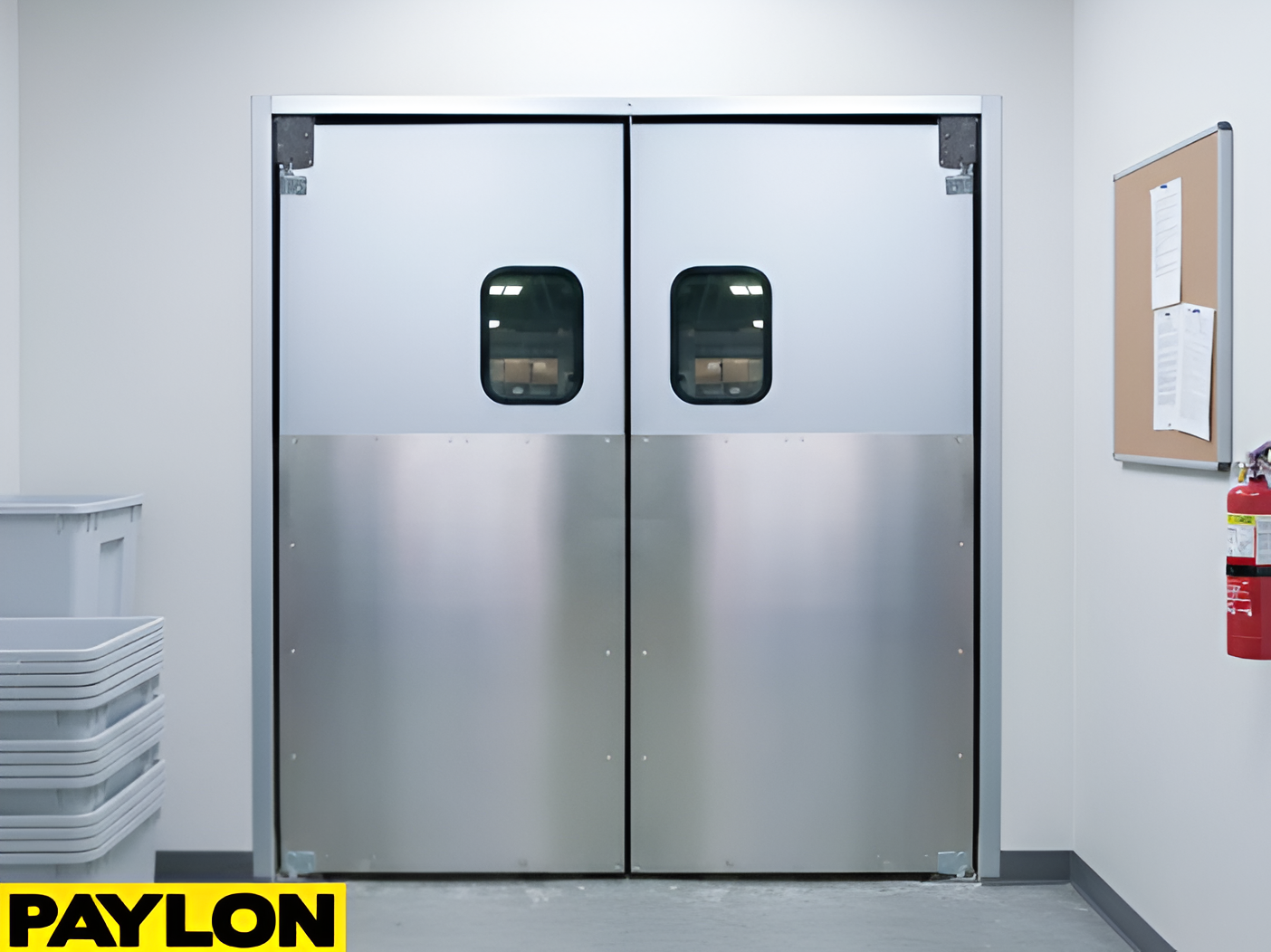 Double Aluminum Sheet Doors with brushed finish for industrial kitchen