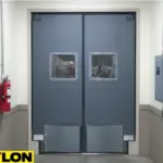 Factory break room double doors from the PE-Series line offering insulated performance and clean design