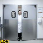 PE-620ALC Aluminum Sheet Door with vision panels in restaurant kitchens