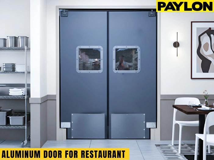 Paylon aluminum swinging doors for restaurants providing smooth access between kitchen and dining area