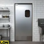 Single Stainless Steel Door – Stainless steel kitchen door with vision panel, installed in a clean prep area