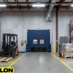 Blue PE-Series style swinging doors ideal for church halls needing clear visibility and smooth two-way access.