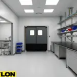 Clean laboratory workspace with double swinging doors supporting clean area separation