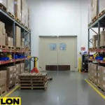 Light-colored church hall swinging doors with dual vision panels designed for easy movement between active rooms.