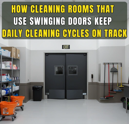 Cleaning room with swinging doors supporting smooth daily cleaning cycles and organized workflows