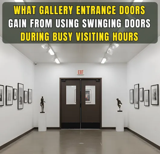 Gallery entrance doors using swinging doors to support visitor flow during busy visiting hours