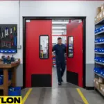Swinging doors allowing smooth movement between maintenance shop areas