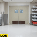 Swinging doors used in a utility passage to allow quick access between service spaces