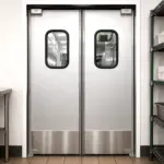 Double action aluminum traffic door for restaurants