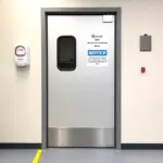 Fast access swinging doors installed in a busy commercial kitchen to allow quick passage between food prep and service areas.