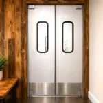 Impact resistant aluminum kitchen swinging door