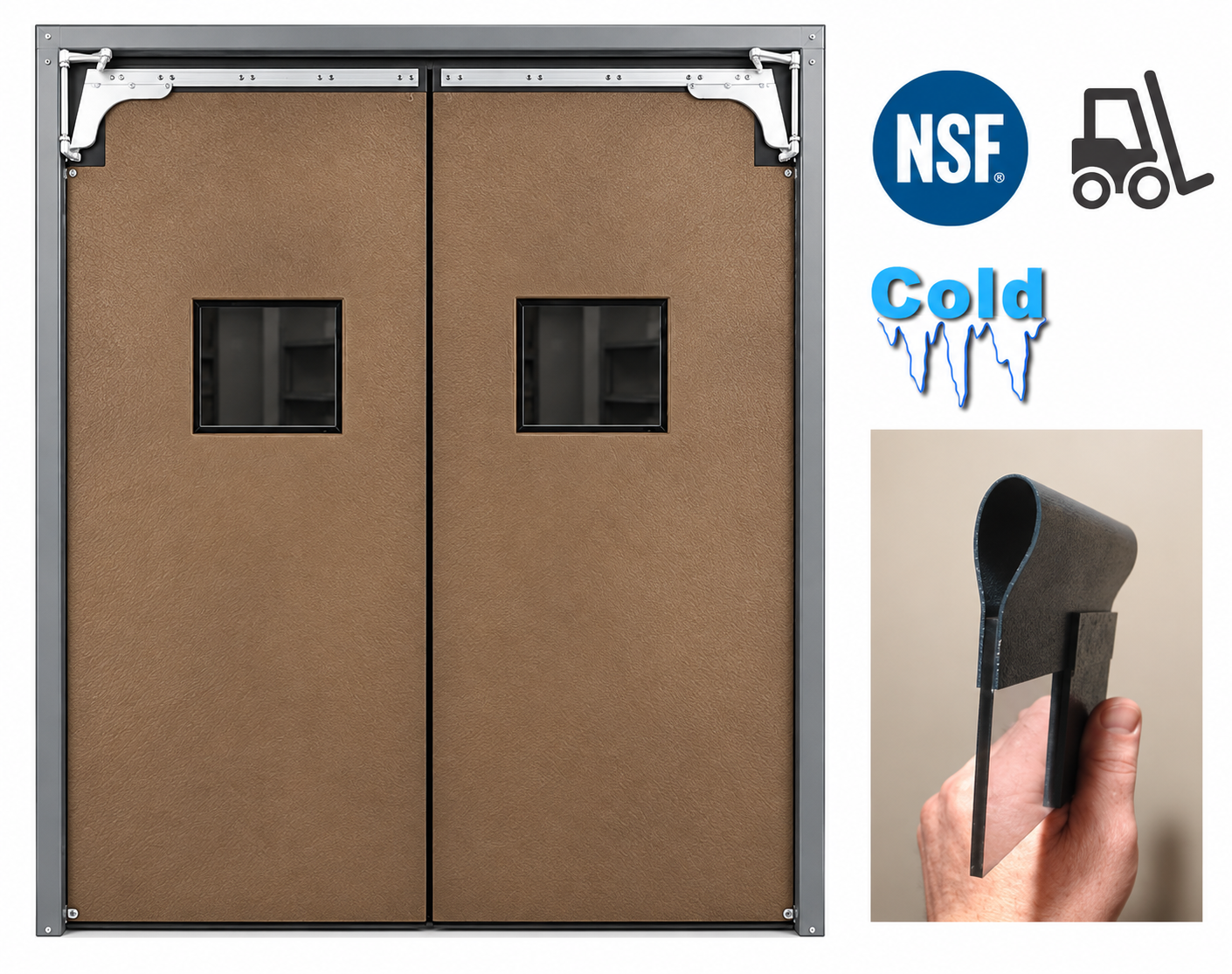 A PC series swinging door from PAYLON, suitable for industrial or commercial facility entrances.