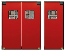 PAYLON retail swinging doors installed in a commercial retail environment, allowing hands-free passage between store areas.