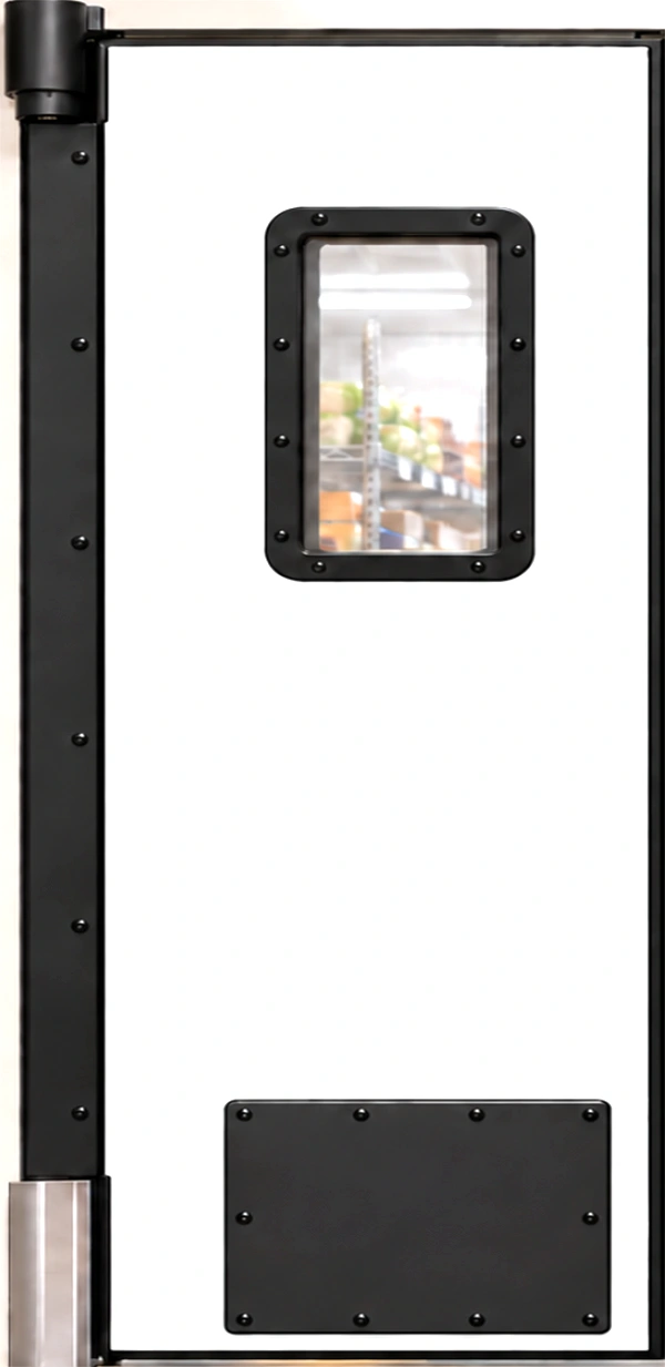 A single polyethylene swinging door shown as a standalone unit, suitable for industrial or commercial doorway installations.